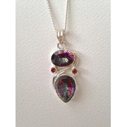 644 collier topaze arc en ciel, grenat, argent sterling